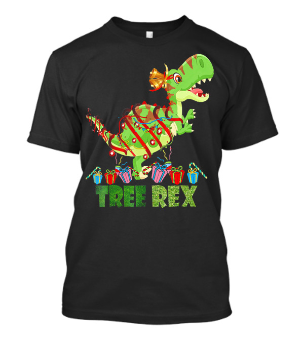 Tree Rex Funny Christmas Dinosaur With Wrapped Gifts T-Shirt