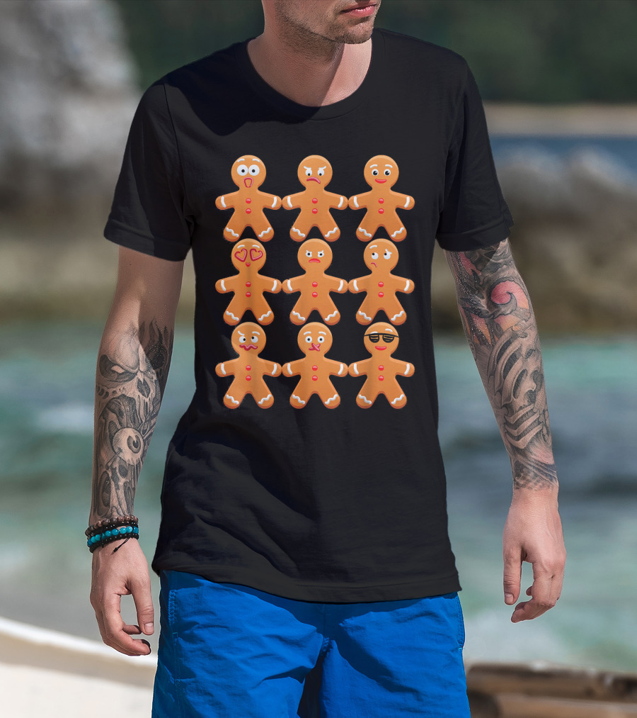 Cool Gingerbread Emojis Emoticon Faces Collection T-Shirt