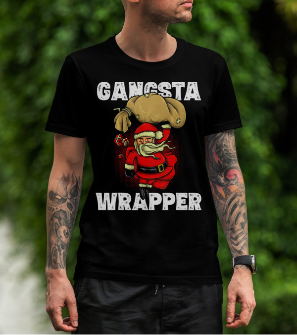 Gangsta Wrapper Santa With Sack And Gifts T-Shirt
