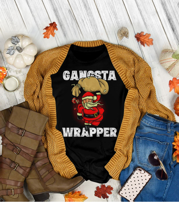 Gangsta Wrapper Santa With Sack And Gifts T-Shirt