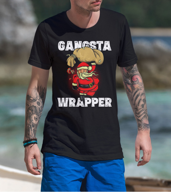 Gangsta Wrapper Santa With Sack And Gifts T-Shirt