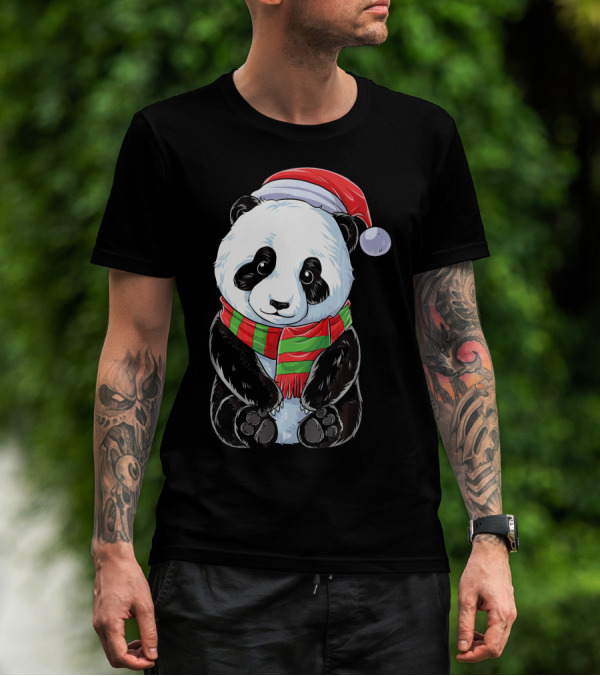 Santa Hat Panda Christmas T-Shirt