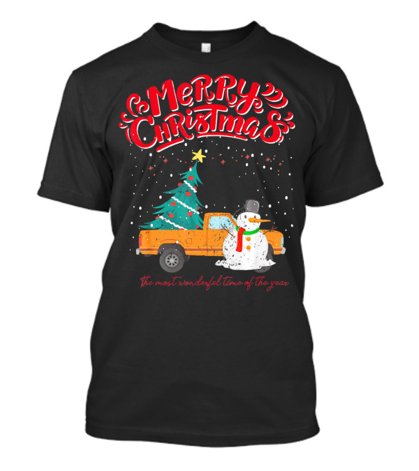 Merry Christmas Santa Truck Family The Most Wonderful Time Of The Year T-Shirt