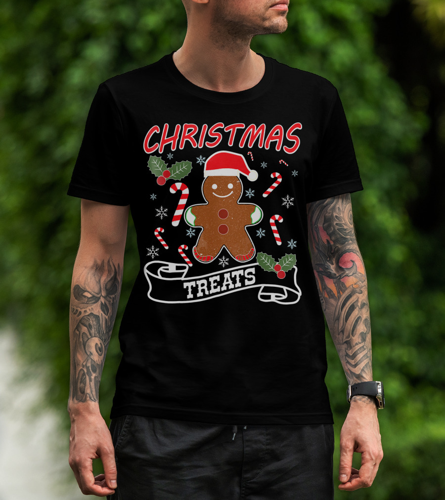 CHRISTMAS TREATS Gingerbread Candy Canes And Holly T-Shirt