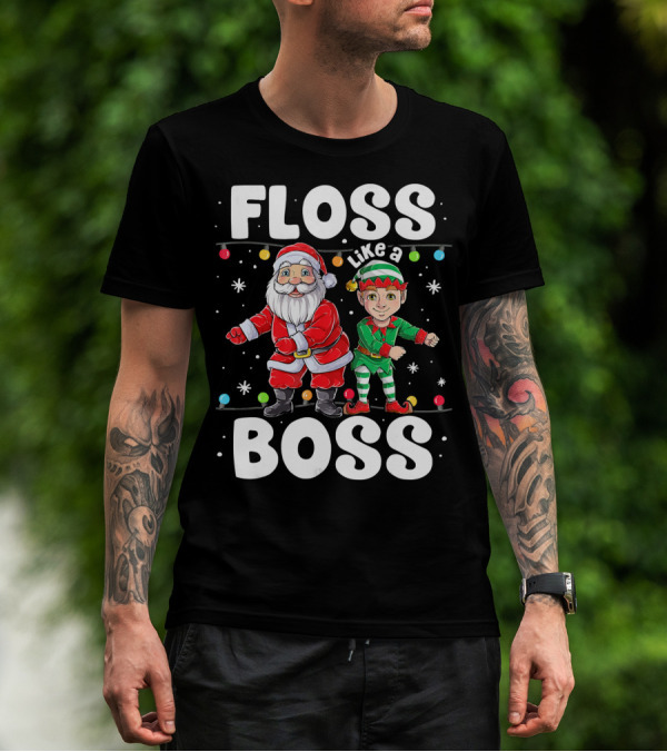 Floss Like A Boss Santa And Elf Christmas Dance T-Shirt