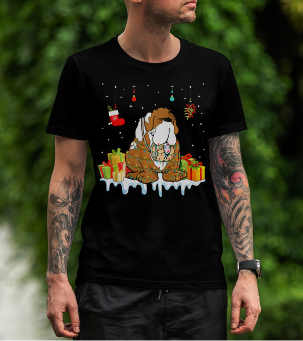 Christmas Bernard Dog With Presents And Festive Decorations T-Shirt