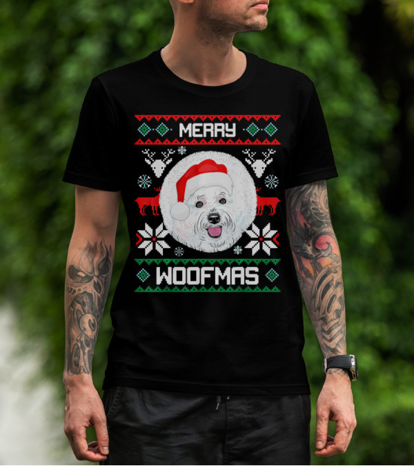 Merry Woofmas Bichon Frise Holiday T-Shirt