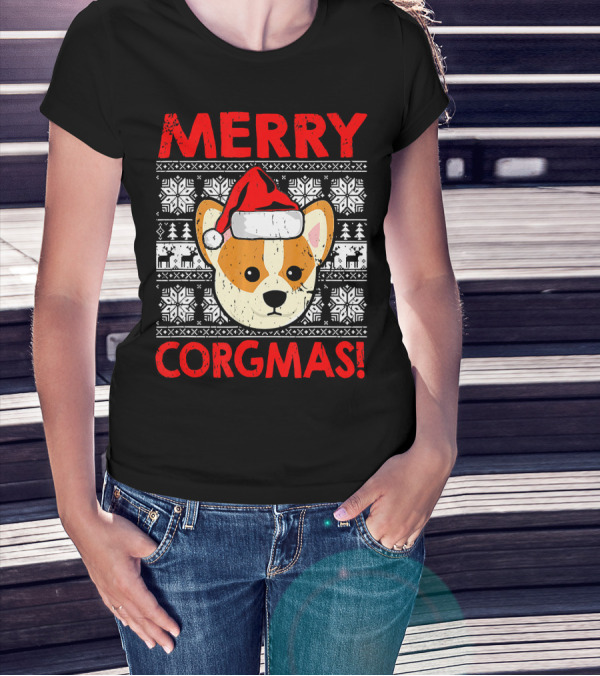 Merry Corgmas Funny Christmas Santa Corgi Dog T-Shirt