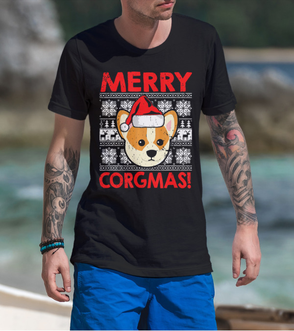 Merry Corgmas Funny Christmas Santa Corgi Dog T-Shirt