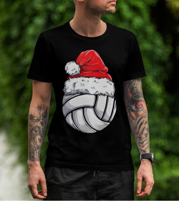 Volleyball Santa Hat Christmas Ball T-Shirt