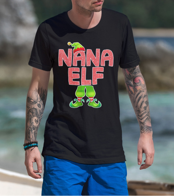 Nana Elf Merry Christmas Humor T-Shirt