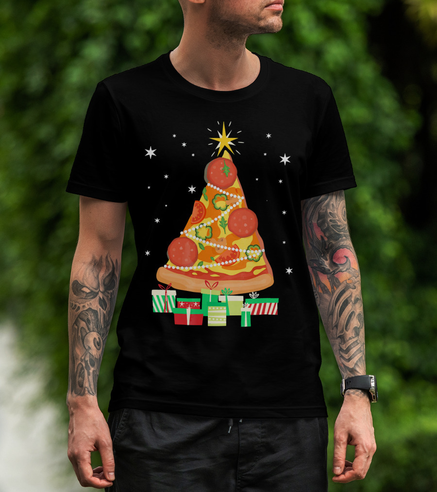 Pizza Christmas Tree Slice Festive Gifts T-Shirt