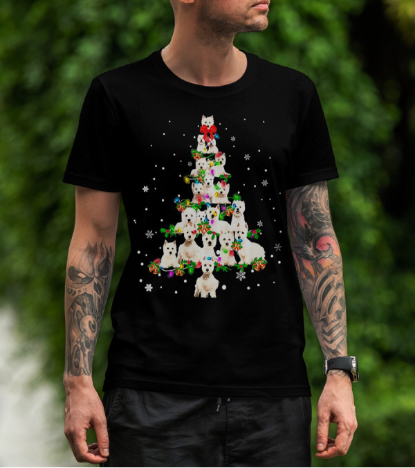 Cute West Highland White Terrier Dogs Christmas Tree T-Shirt