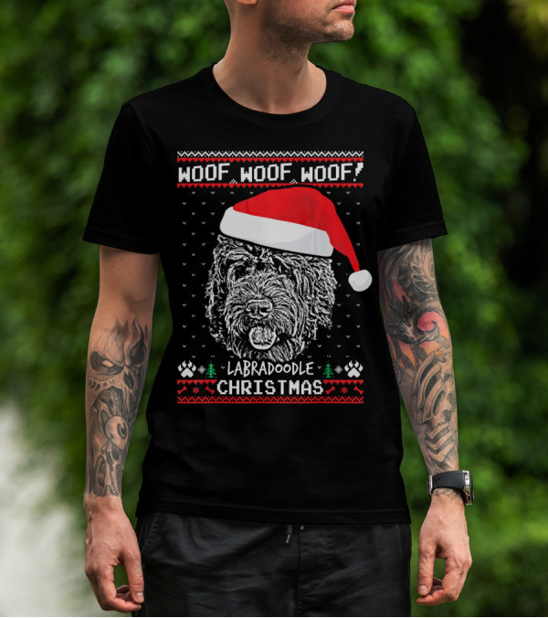 Woof Woof Woof Labradoodle Christmas T-Shirt