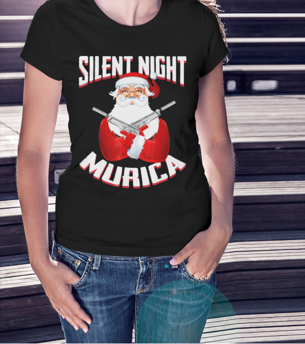 Silent Night Murica Santa With Guns T-Shirt