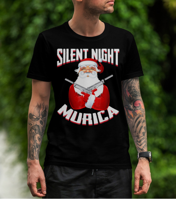 Silent Night Murica Santa With Guns T-Shirt