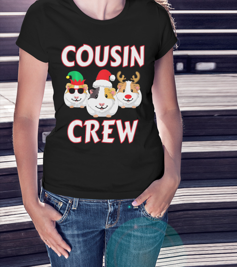 Cousin Crew Guinea Pig Christmas Holiday Reindeer Elves T-Shirt