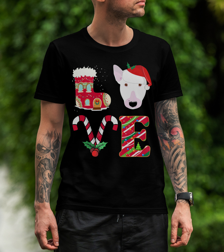 I Love My Bull Terrier Holiday Christmas T-Shirt