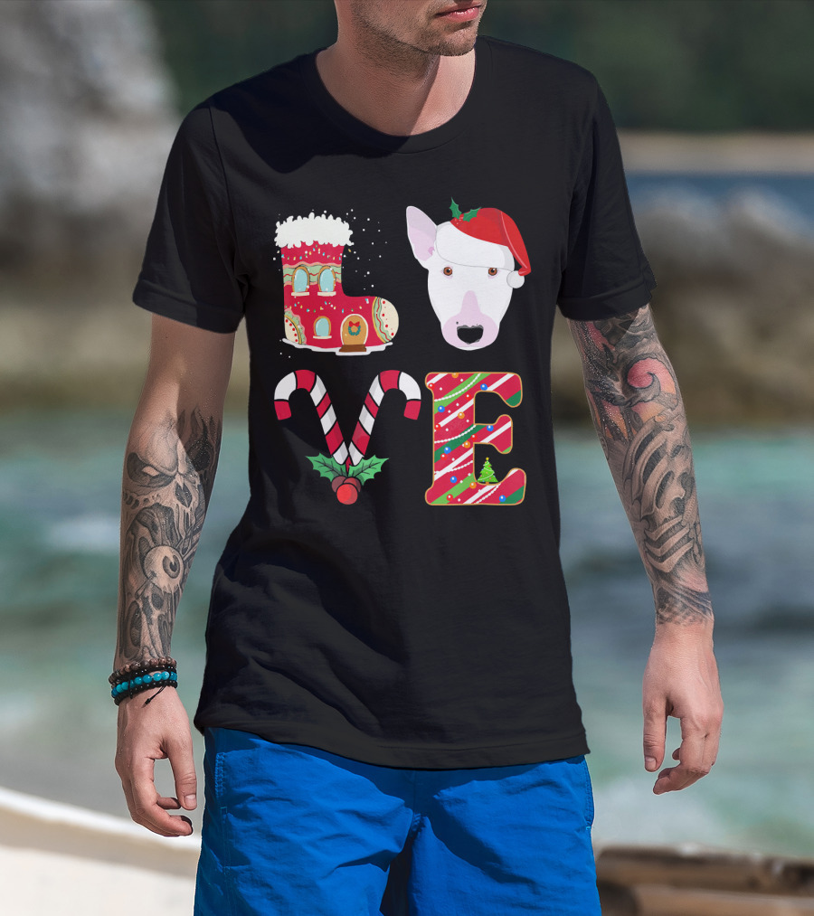 I Love My Bull Terrier Holiday Christmas T-Shirt
