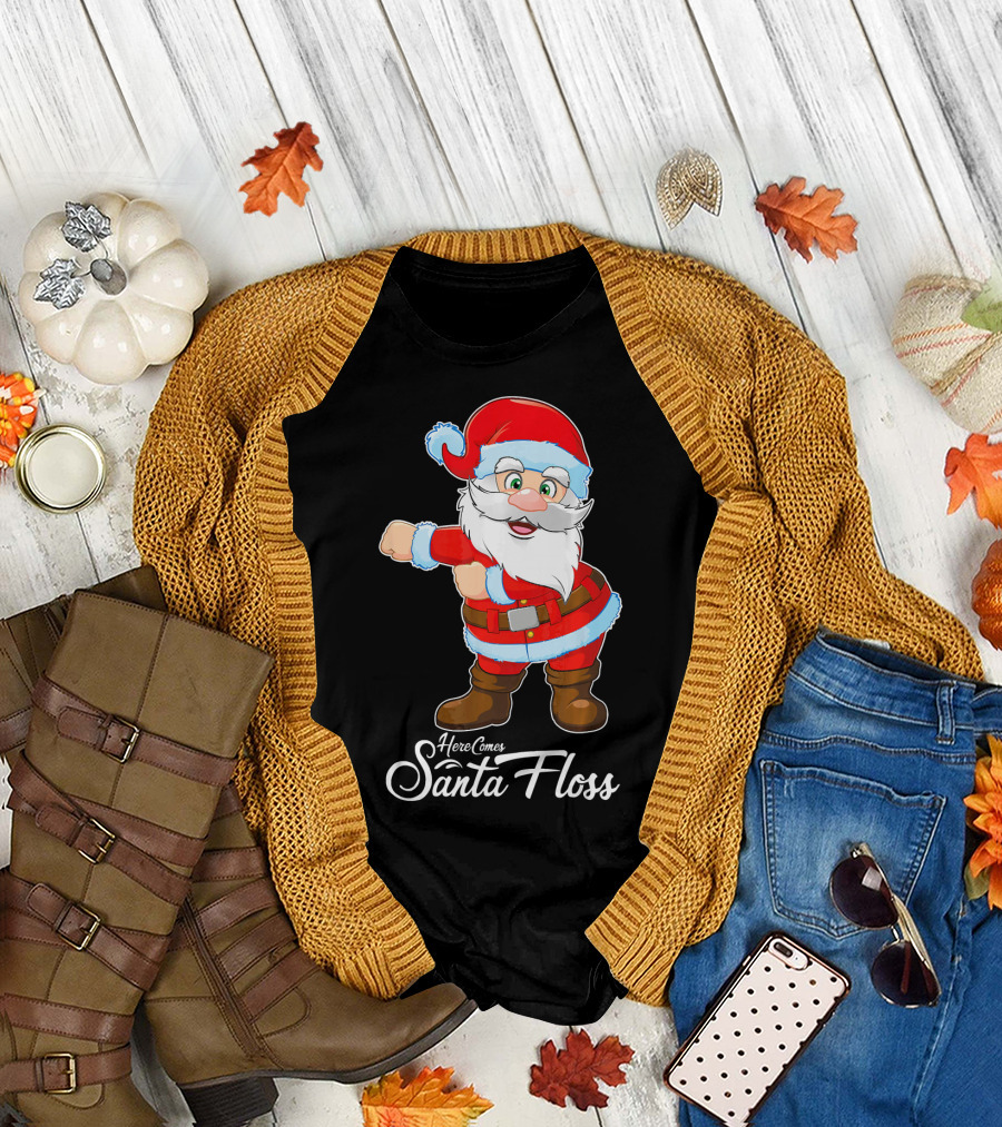 Here Comes Santa Floss Flossing Santa Dance T-Shirt