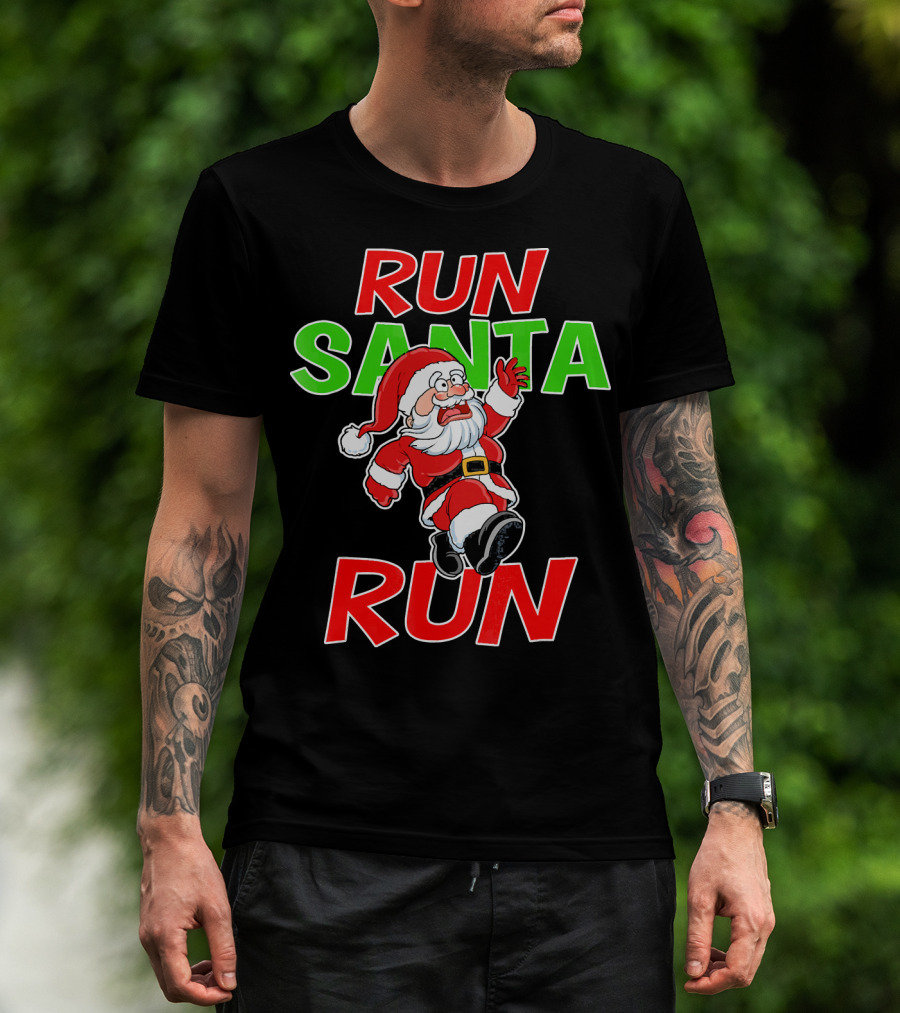 Run Santa Run Christmas Running Santa T-Shirt