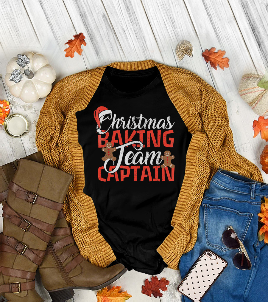 Christmas Baking Team Captain Gingerbread Santa Holiday T-Shirt