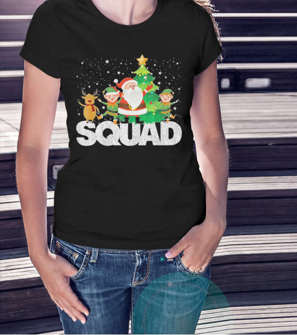 Santa Elf Reindeer Squad Christmas Tree T-Shirt