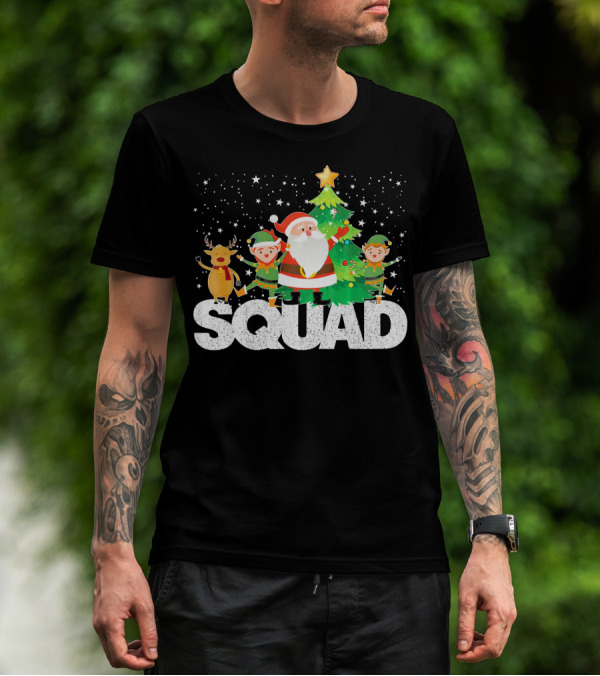 Santa Elf Reindeer Squad Christmas Tree T-Shirt