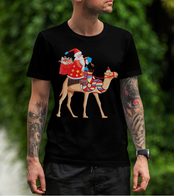 Santa Riding Camel Festive Christmas Adventure T-Shirt