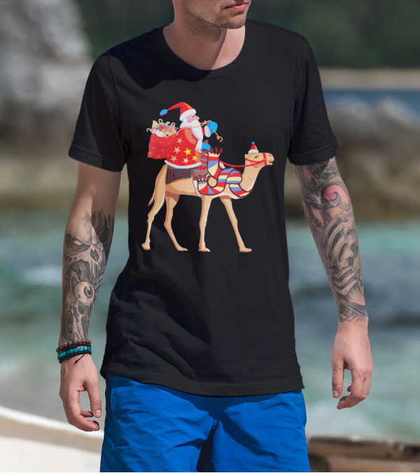 Santa Riding Camel Festive Christmas Adventure T-Shirt