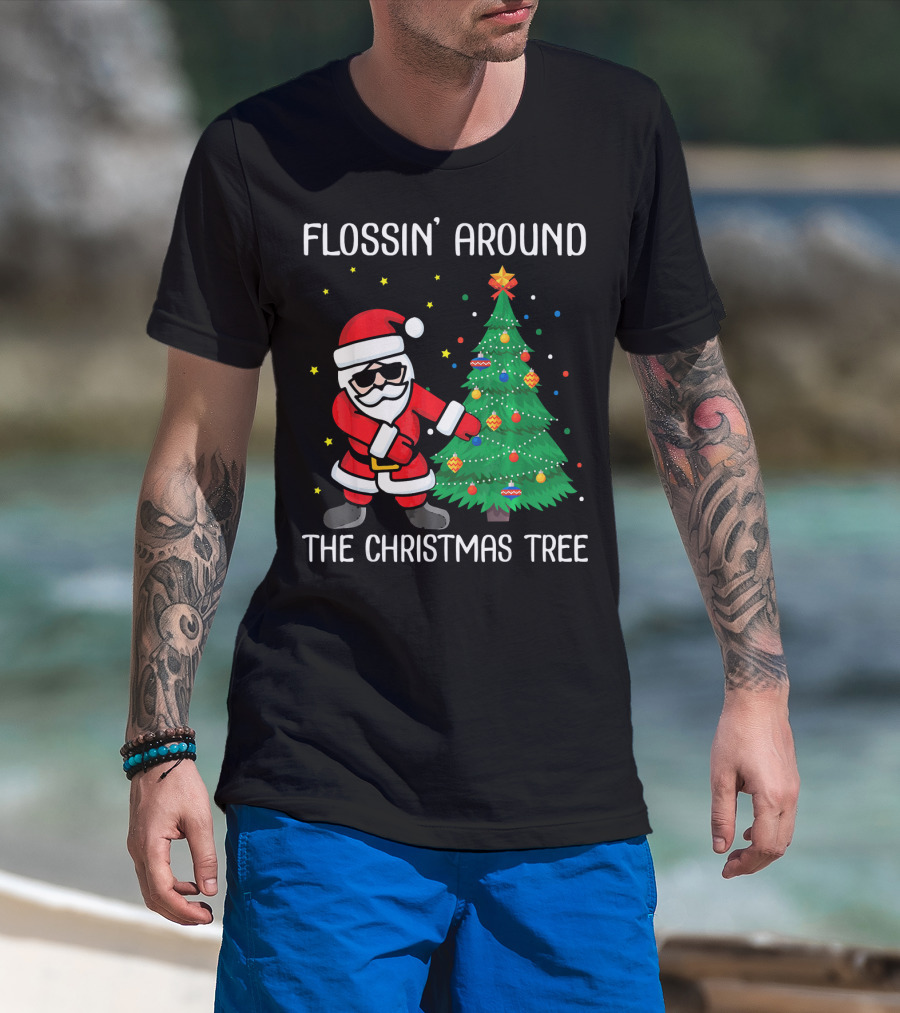 Flossin' Around The Christmas Tree With Santa Claus T-Shirt