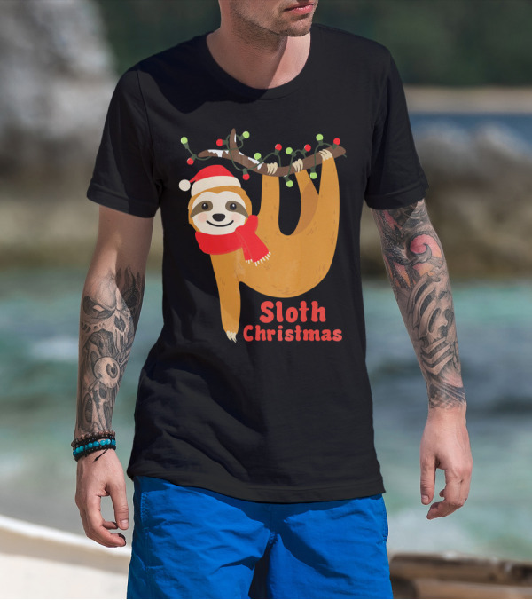 Sloth Christmas Funny Hanging Holiday Sloth T-Shirt