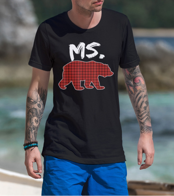 MS Red Plaid Bear Christmas T-Shirt