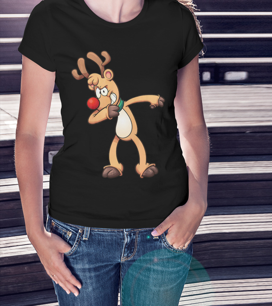 Rudolph Dabbing Reindeer Christmas Dance Antlers T-Shirt