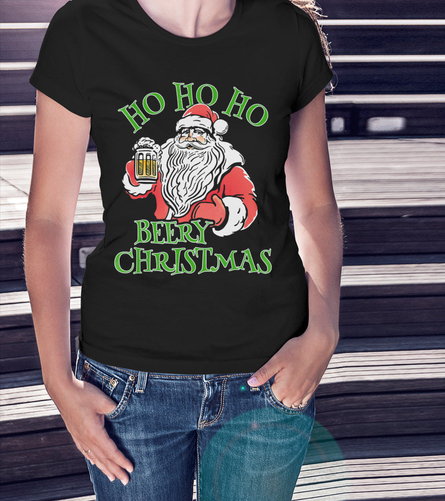 Ho Ho Ho Beery Christmas Santa With Beer T-Shirt