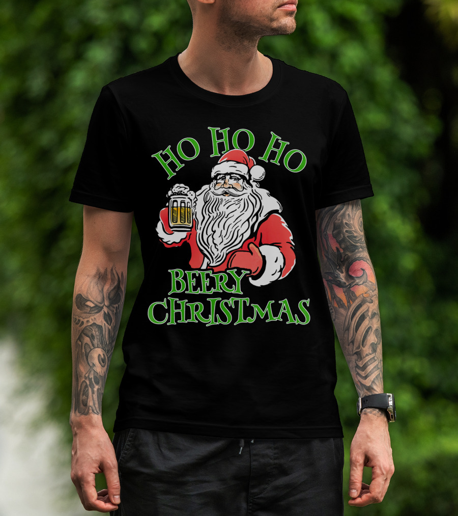 Ho Ho Ho Beery Christmas Santa With Beer T-Shirt
