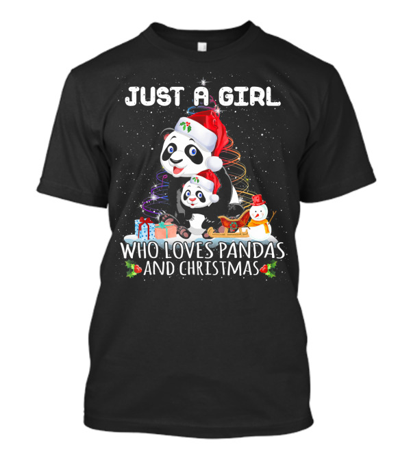 Just A Girl Who Loves Pandas And Christmas T-Shirt