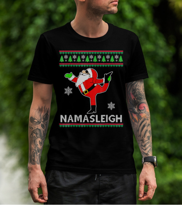 Namasleigh Santa Yoga Christmas Holiday T-Shirt