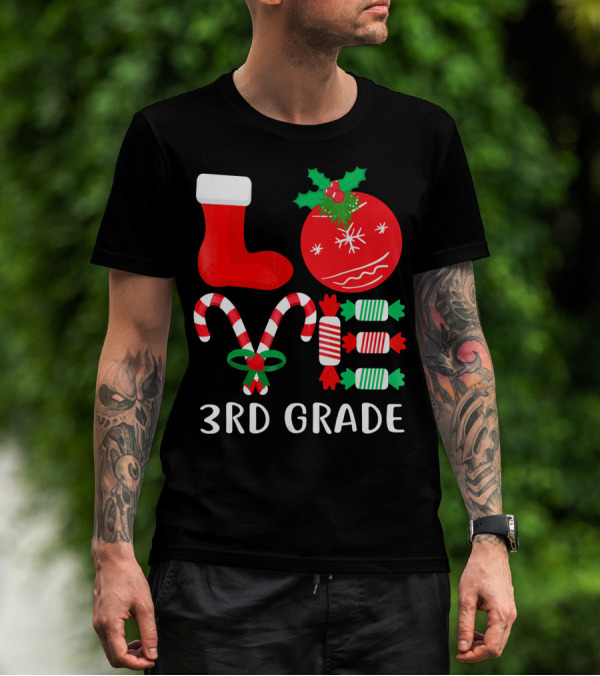 Candy Cane Christmas 3rd Grade Holiday T-Shirt