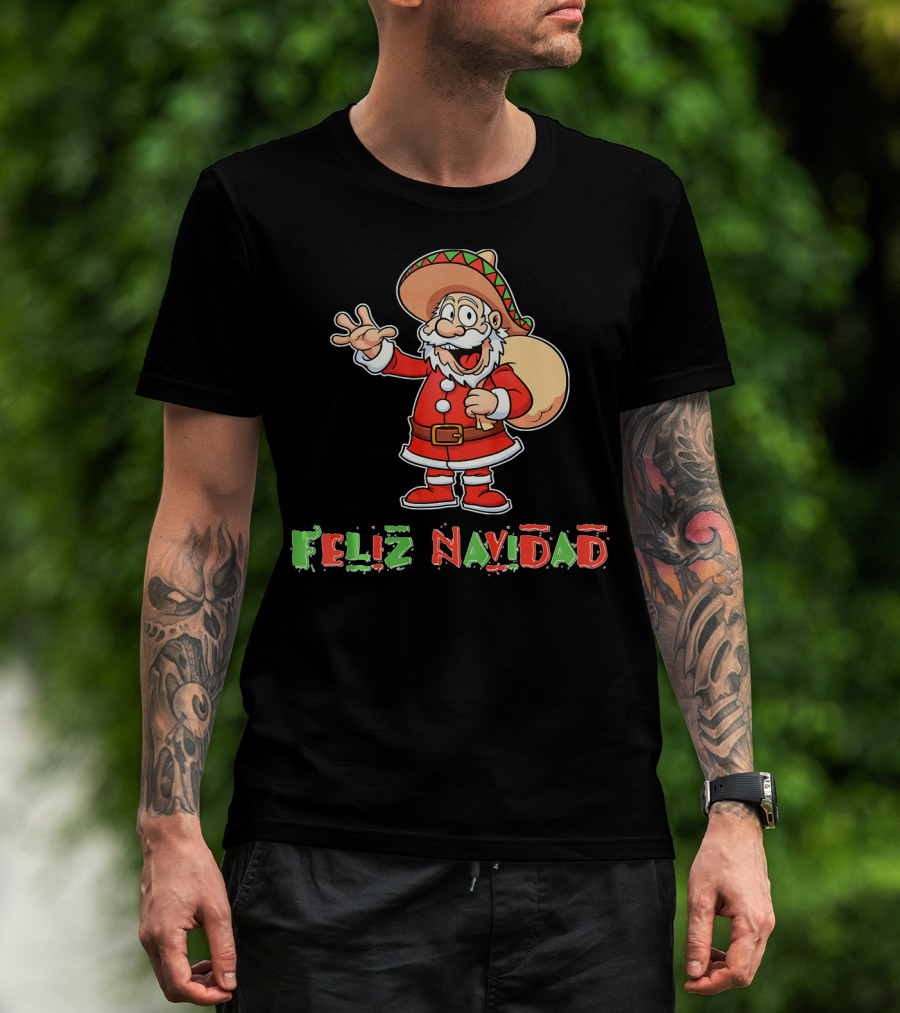 Feliz Navidad Mexican Santa Mexi Sombrero T-Shirt