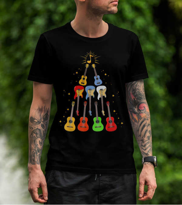 Guitar Christmas Tree Musical Funny Singer Instrument Holiday Display T-Shirt