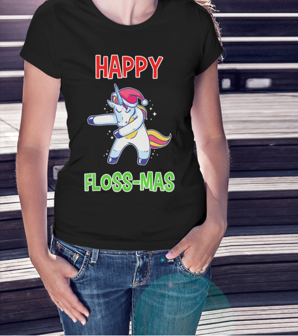 HAPPY FLOSS-MAS Unicorn Christmas Floss T-Shirt