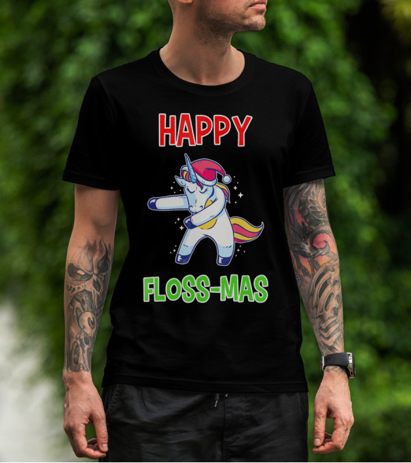 HAPPY FLOSS-MAS Unicorn Christmas Floss T-Shirt