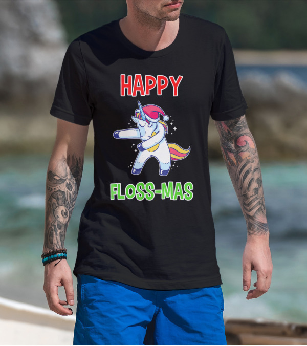 HAPPY FLOSS-MAS Unicorn Christmas Floss T-Shirt