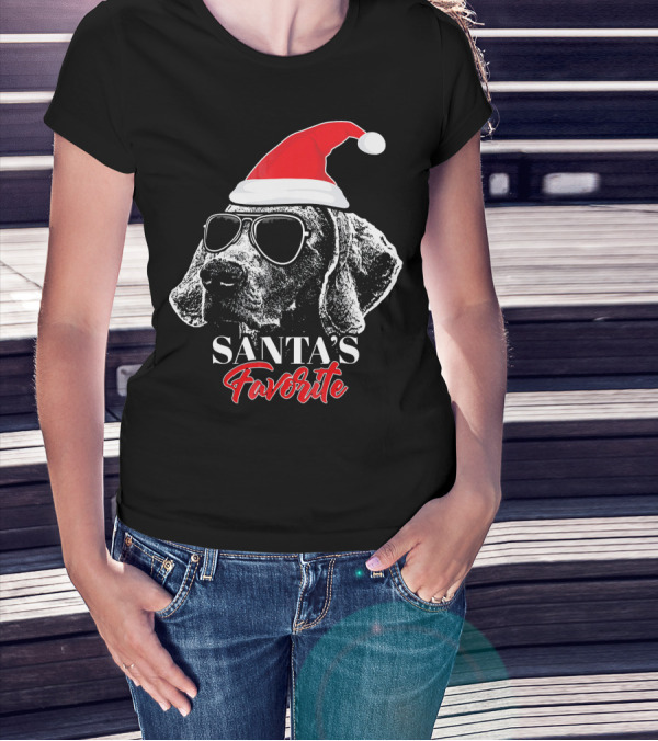 Santa's Favorite Weimaraner With Sunglasses T-Shirt