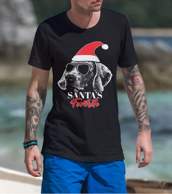 Santa's Favorite Weimaraner With Sunglasses T-Shirt