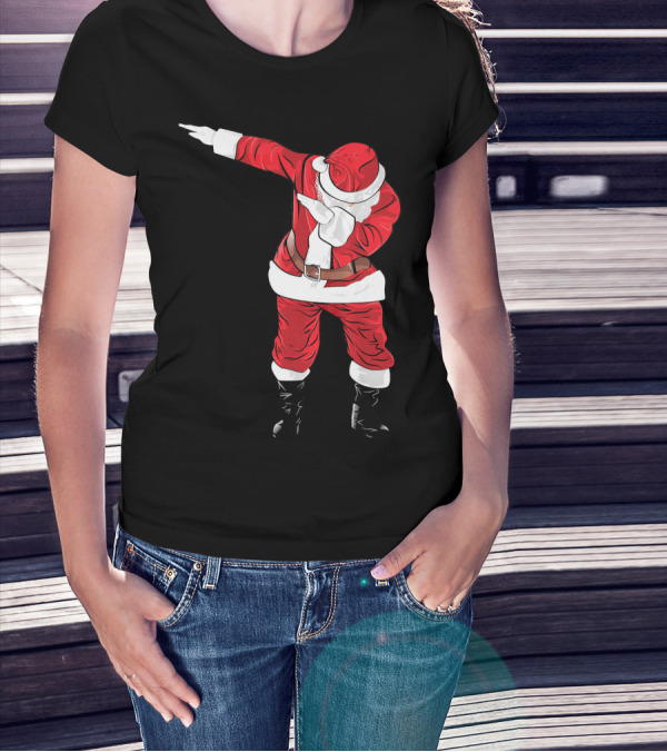 Christmas Dabbing Funny Santa In Classic Red Suit T-Shirt