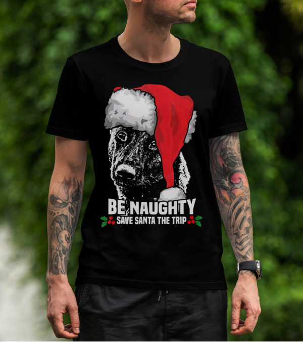 Be Naughty Save Santa The Trip Dutch Shepherd Christmas Santa Hat T-Shirt