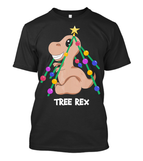 Tree Rex Christmas Dinosaur With Holiday Decoration T-Shirt