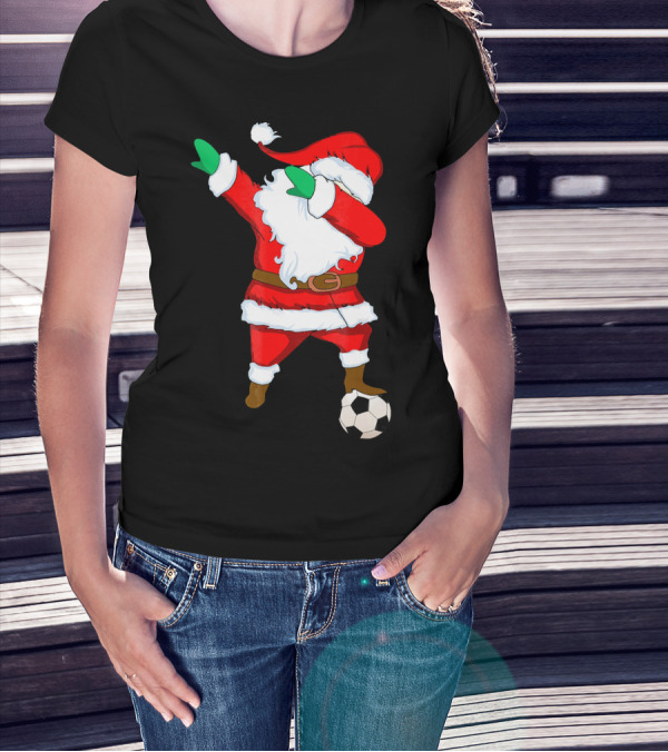 Santa Claus Dabbing With Soccer Ball T-Shirt